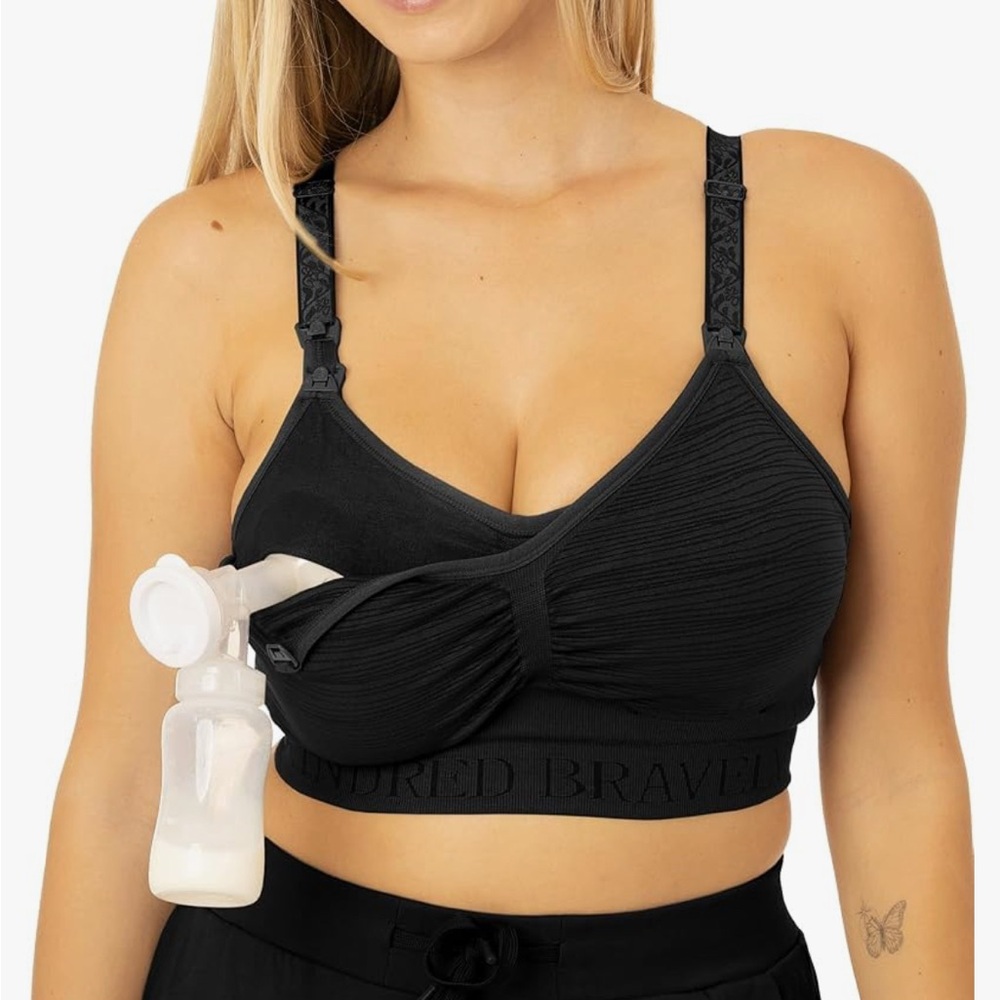 XL Busty Kindred Bravely Maternity Nursing Wire Free Bra Black